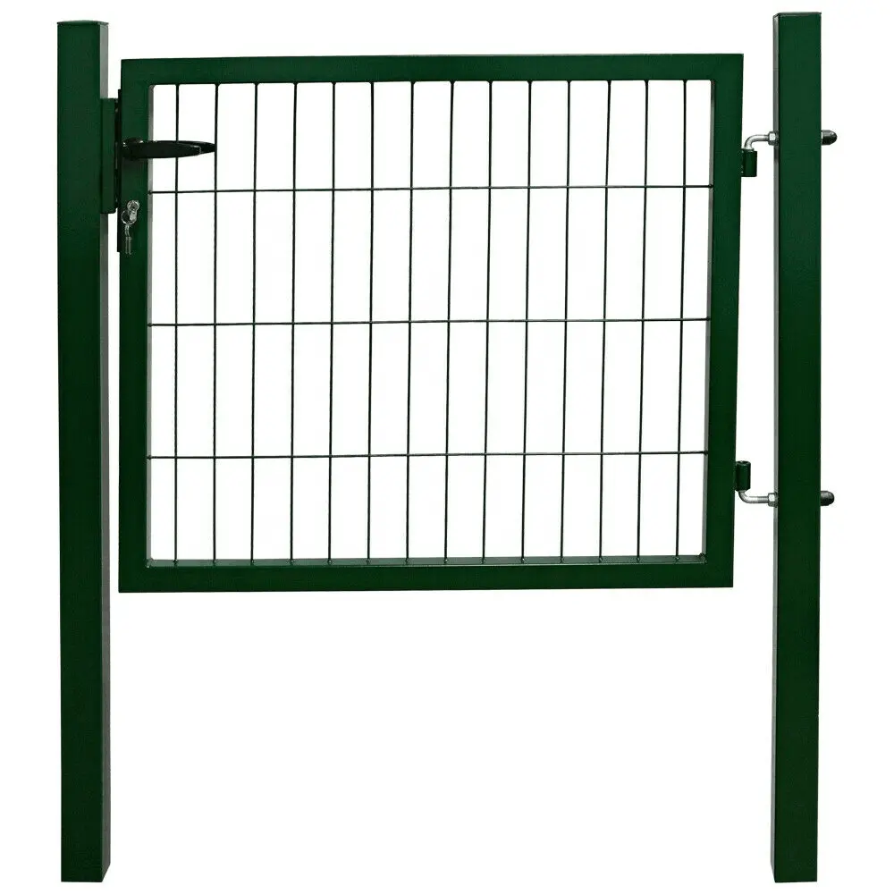 Square post single metal garden fence gate with lock for playground